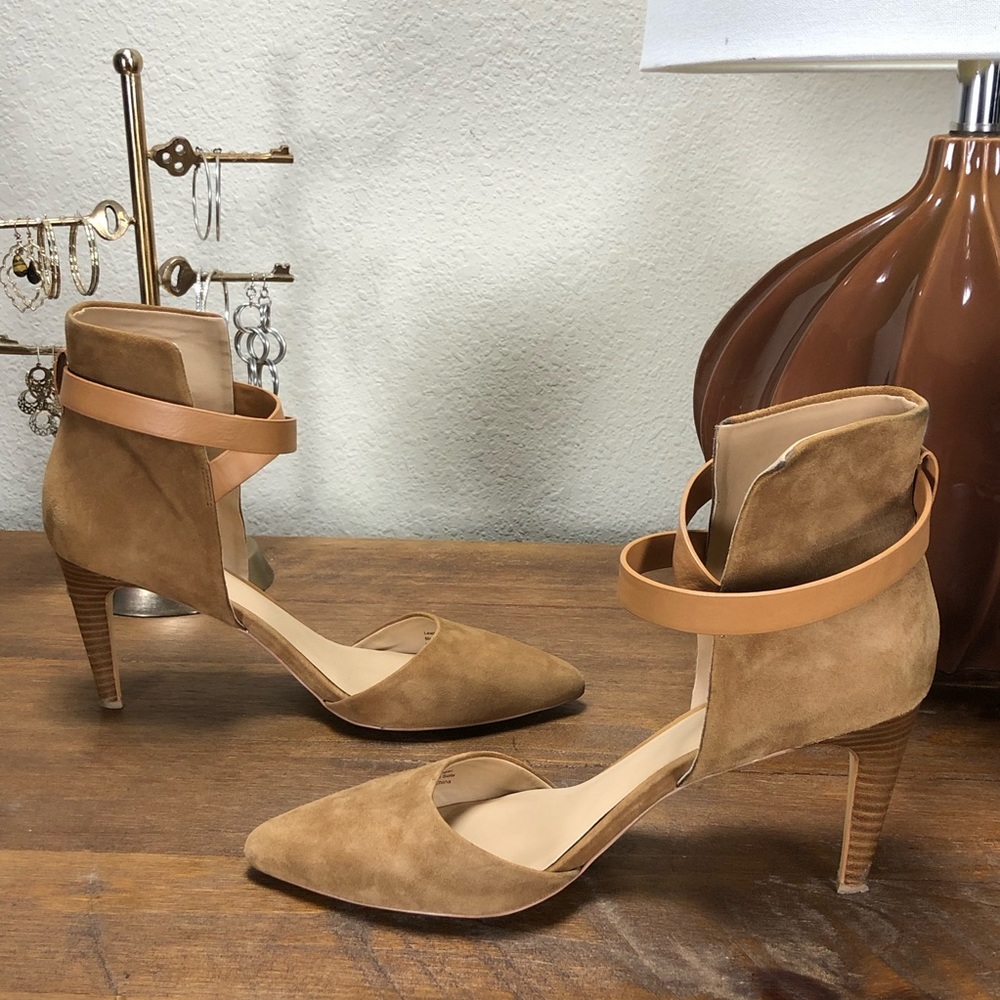 Joe’s Tan Suede Ankle Strap Stiletto Heels - Picture 5 of 8